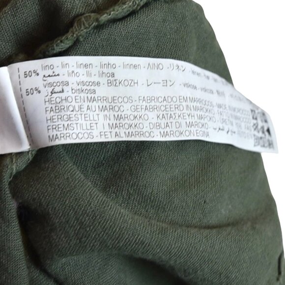 Zara Olive Green Ruffle Midi Skirt Size M Linen Blend Boho Romantic - Picture 8 of 8